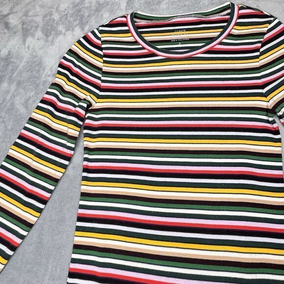 J.Crew Women’s Sz S J Crew Perfect Fit Long Sleeve T-Shirt Striped Colorful - Picture 4 of 12